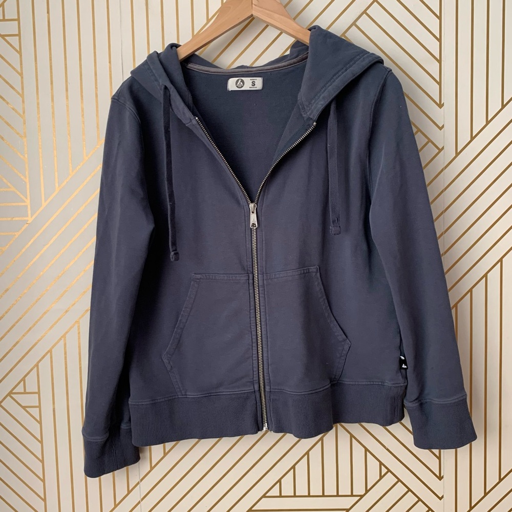 American Giant Vintage Wash Relaxed Classic Hoodie Full Zip Cotton blue gray S